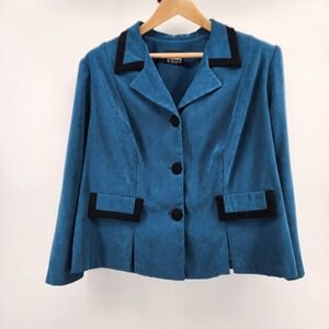 Whirlaway Frocks Blazer Womens Size M/L VTG 80s 90s Golden Girls Style Teal